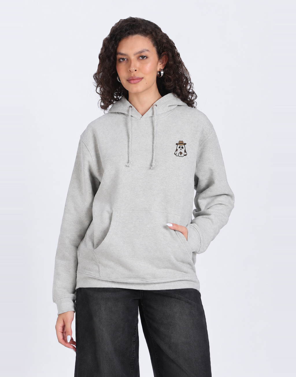Unisex Premium Oversized Cotton Hoodie - Embroidery cowgirl ghost