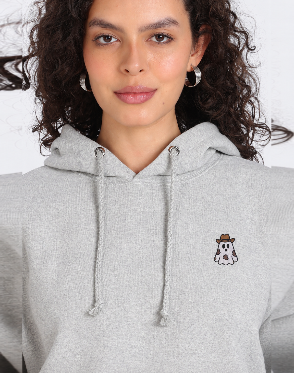 Unisex Premium Oversized Cotton Hoodie - Embroidery cowgirl ghost