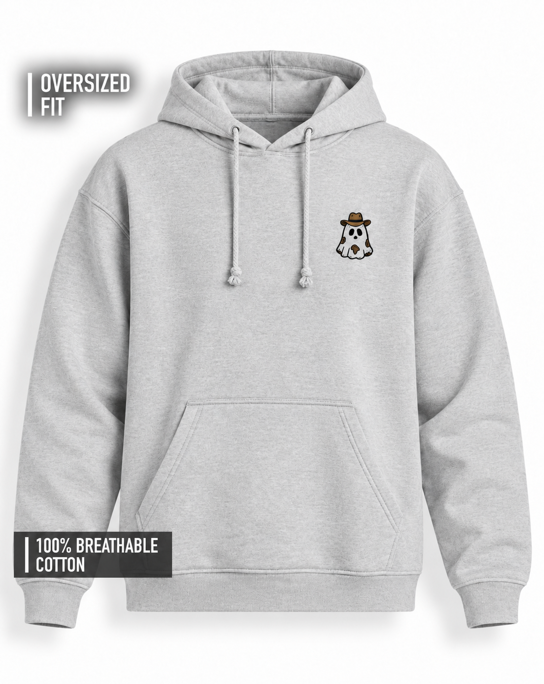 Unisex Premium Oversized Cotton Hoodie - Embroidery cowgirl ghost