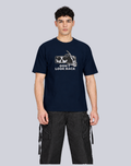 Unisex Premium Oversized Cotton T-shirt - Halloween Embroidery Don't look back