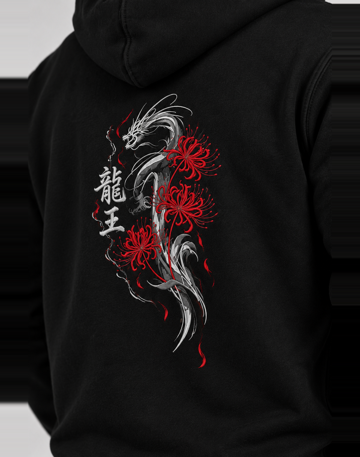 Unisex Premium Oversized Cotton Hoodie -  Dragon male Embroidery