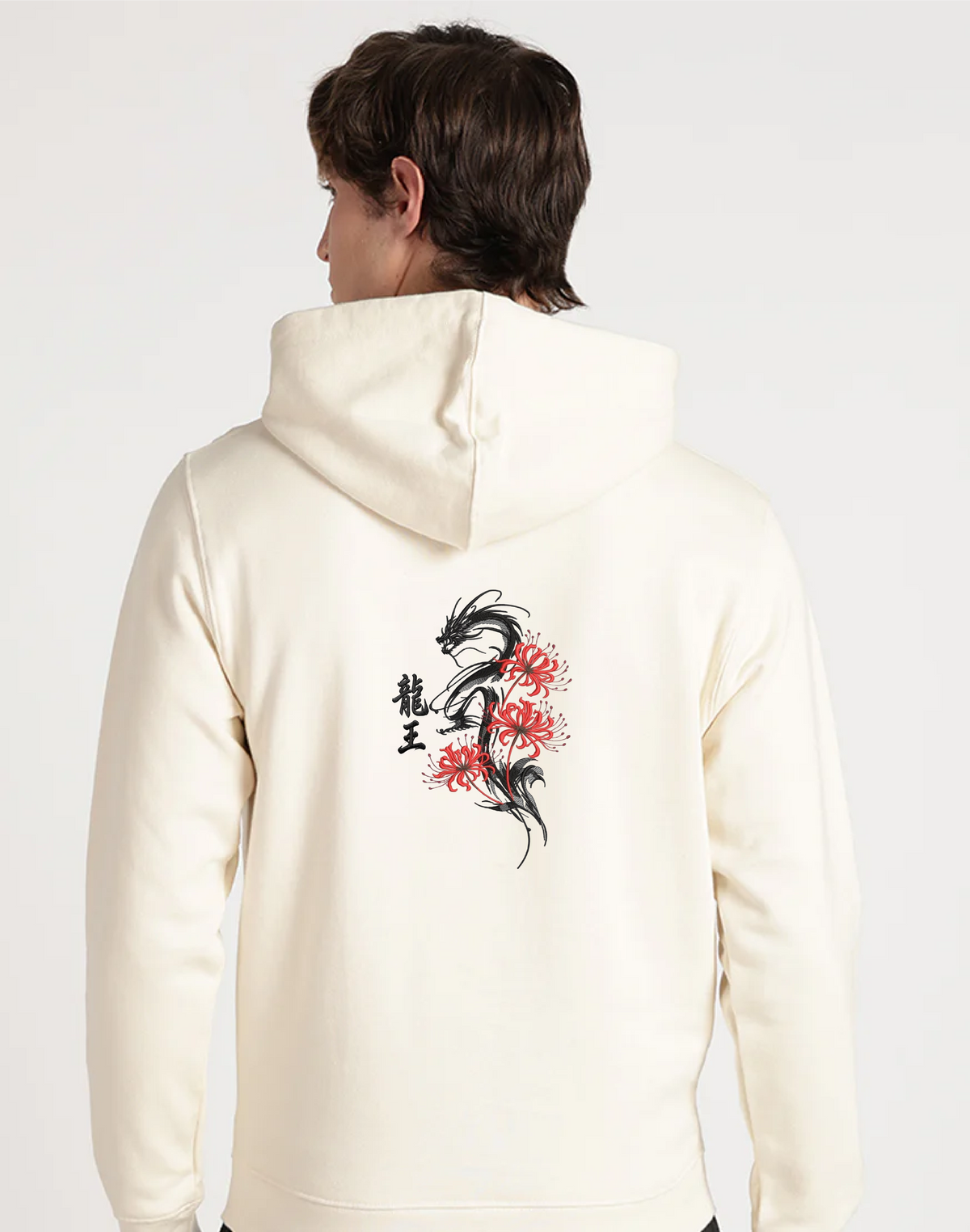 Unisex Premium Oversized Cotton Hoodie -  Dragon male Embroidery