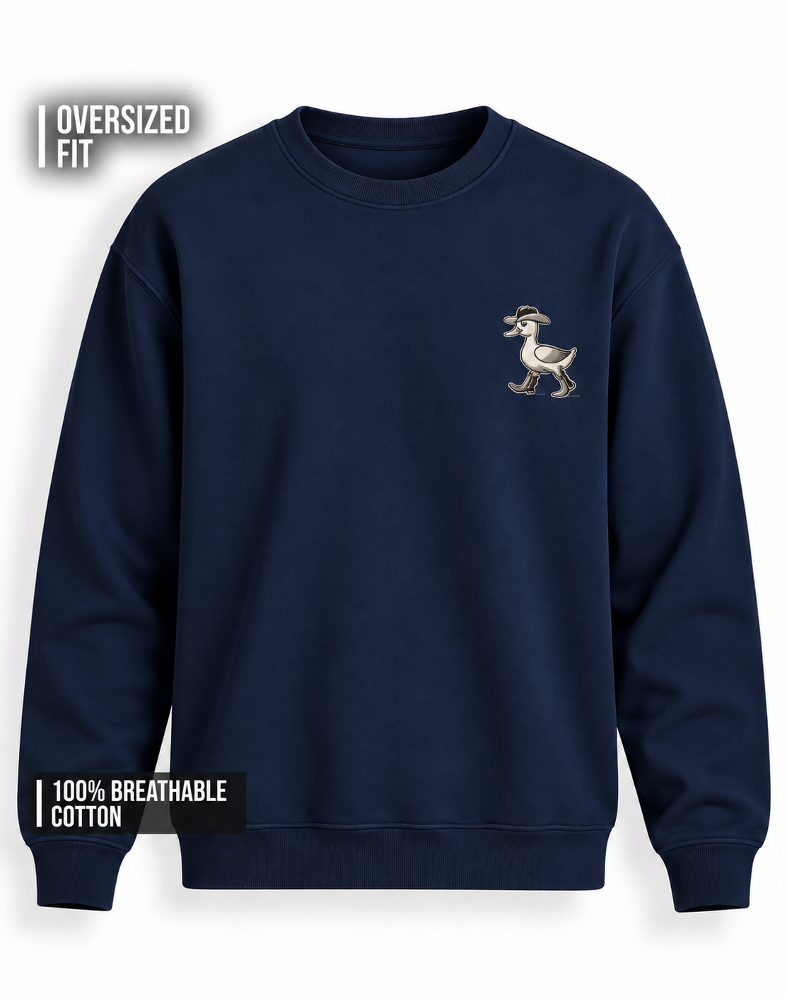 Unisex Premium Oversized Cotton Sweatshirt - Embroidery Duck halloween