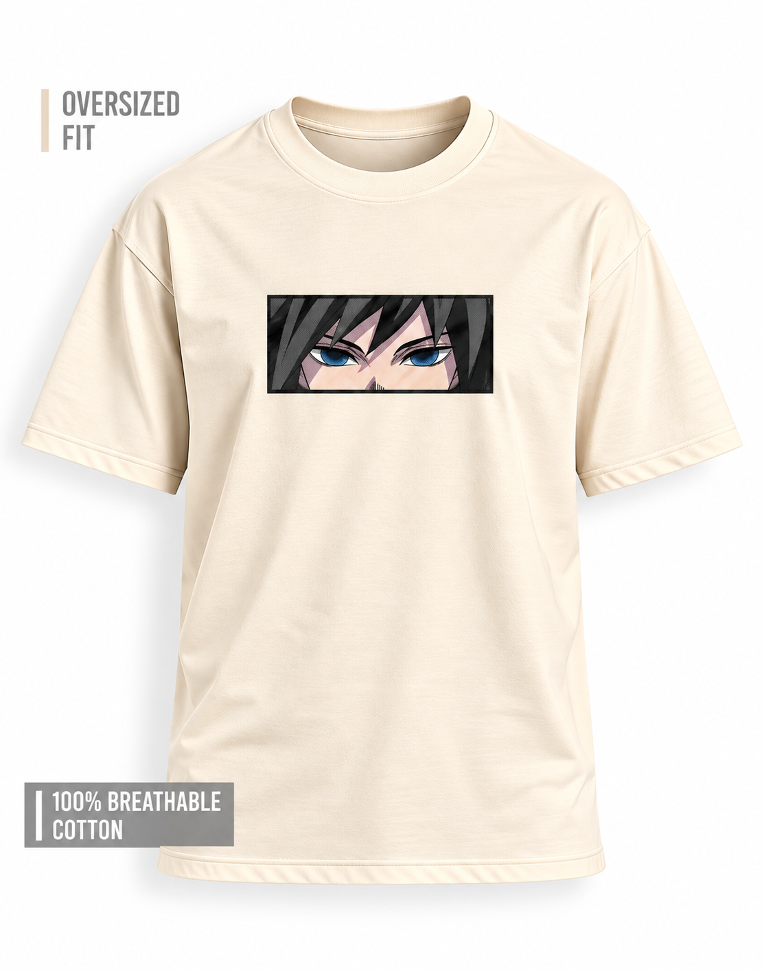 Unisex Premium Oversized Cotton T-shirt -  Tomioka Giyu Embroidery