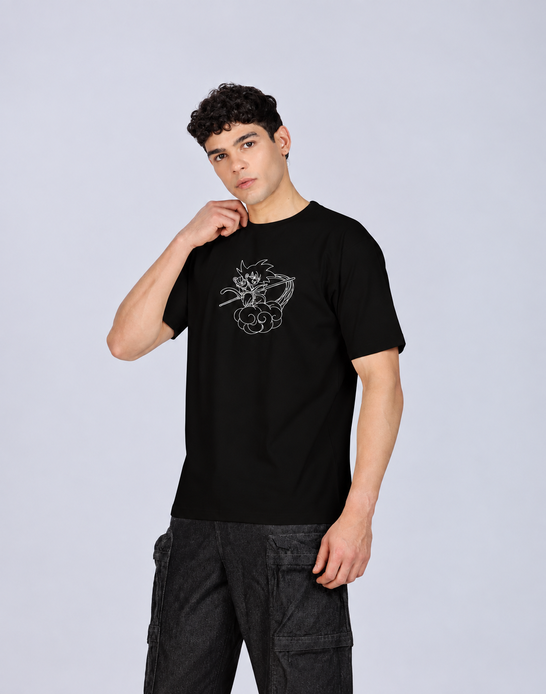 Unisex Premium Oversized Cotton T-shirt - Goku Embroidery