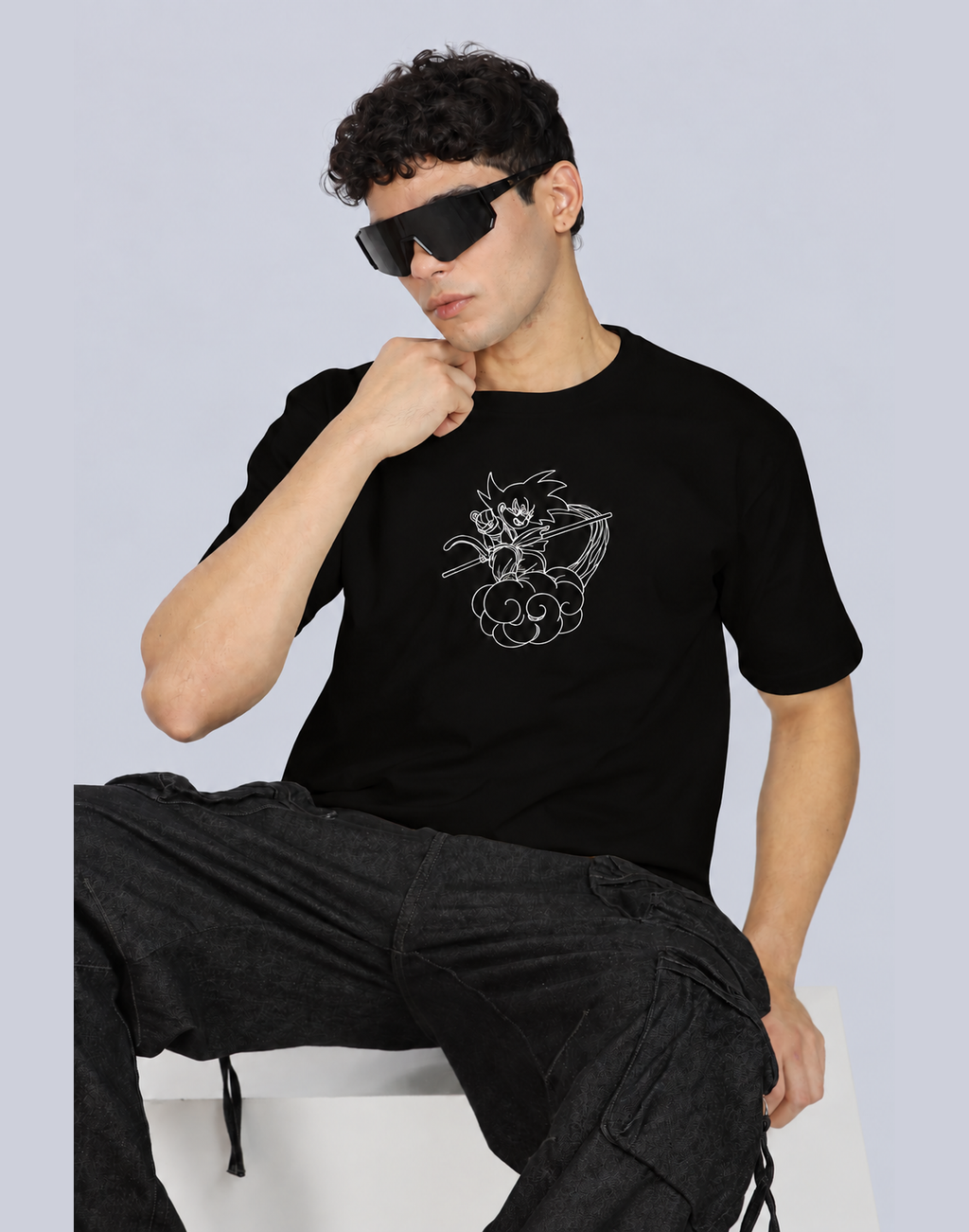 Unisex Premium Oversized Cotton T-shirt - Goku Embroidery
