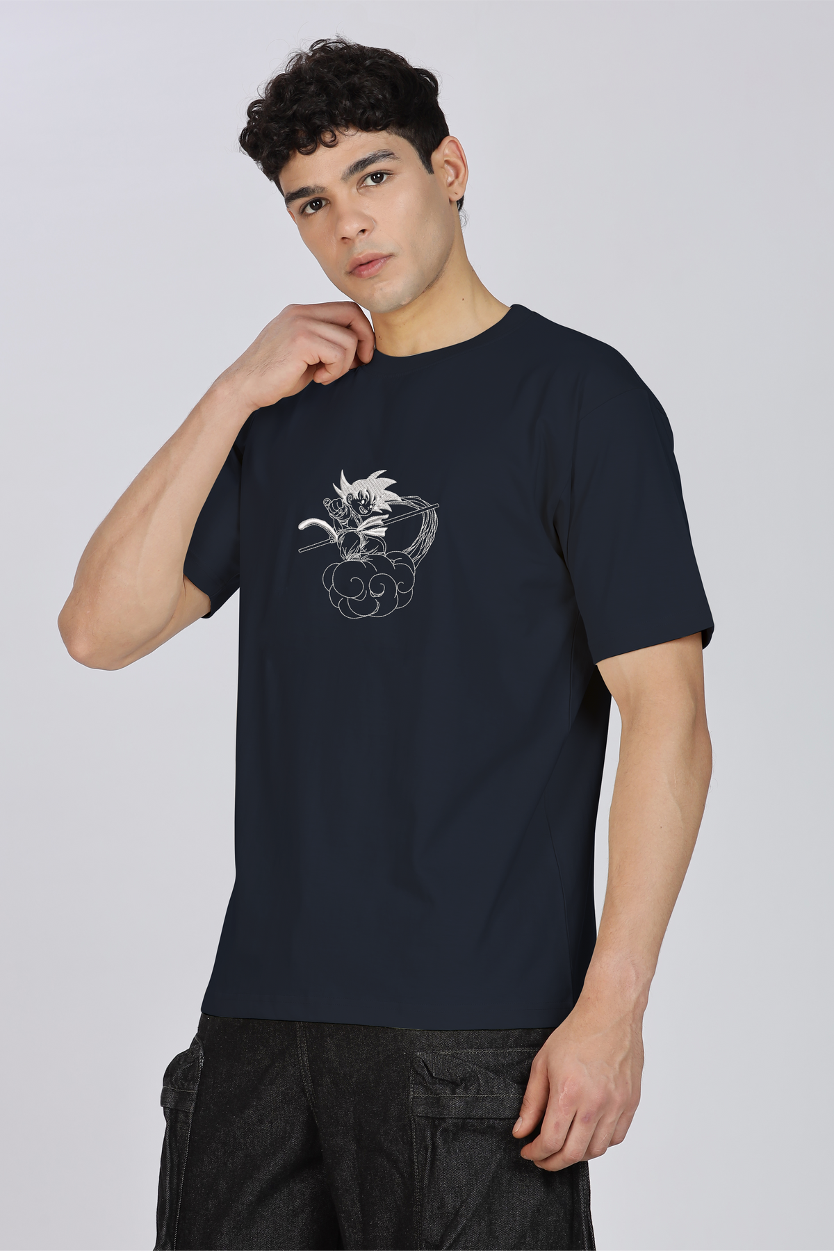Unisex Premium Oversized Cotton T-shirt - Goku Embroidery
