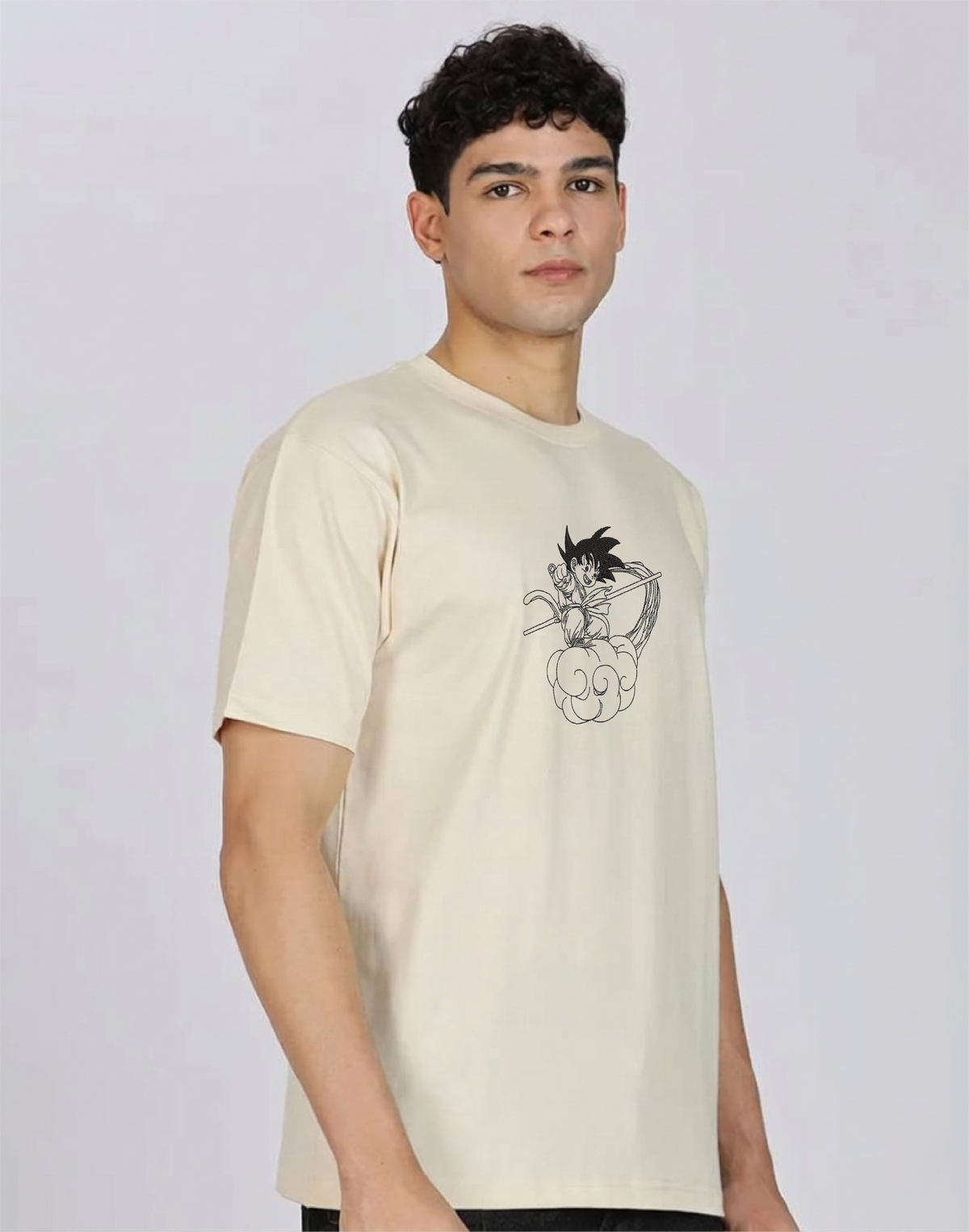 Unisex Premium Oversized Cotton T-shirt - Goku Embroidery