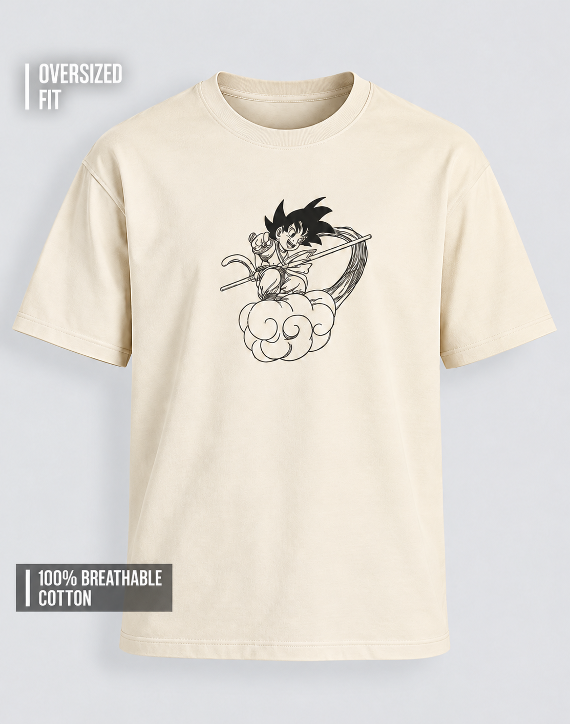 Unisex Premium Oversized Cotton T-shirt - Goku Embroidery