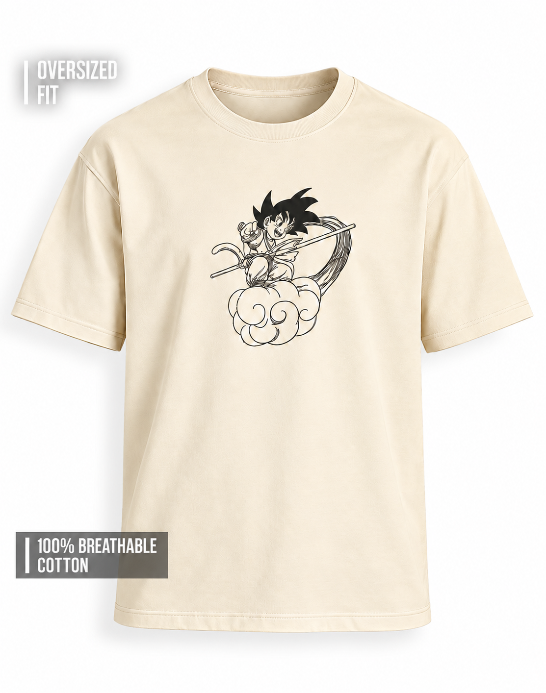 Unisex Premium Oversized Cotton T-shirt - Goku Embroidery