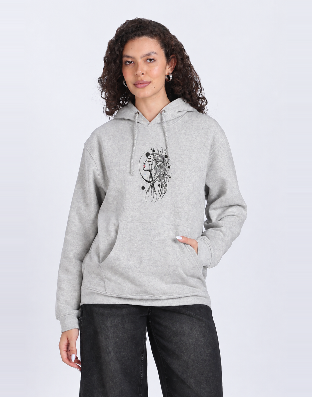 Unisex Premium Oversized Cotton Hoodie - Embroidery Alien girl