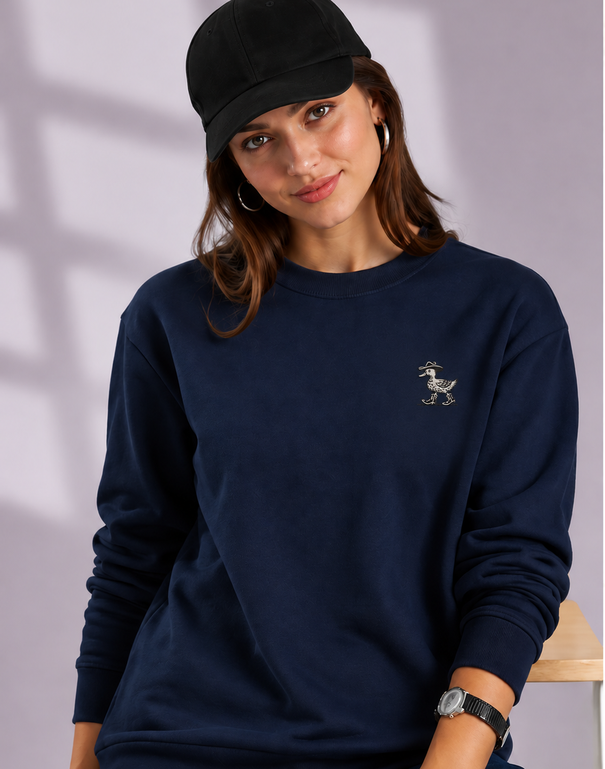 Unisex Premium Oversized Cotton Sweatshirt - Embroidery Duck halloween