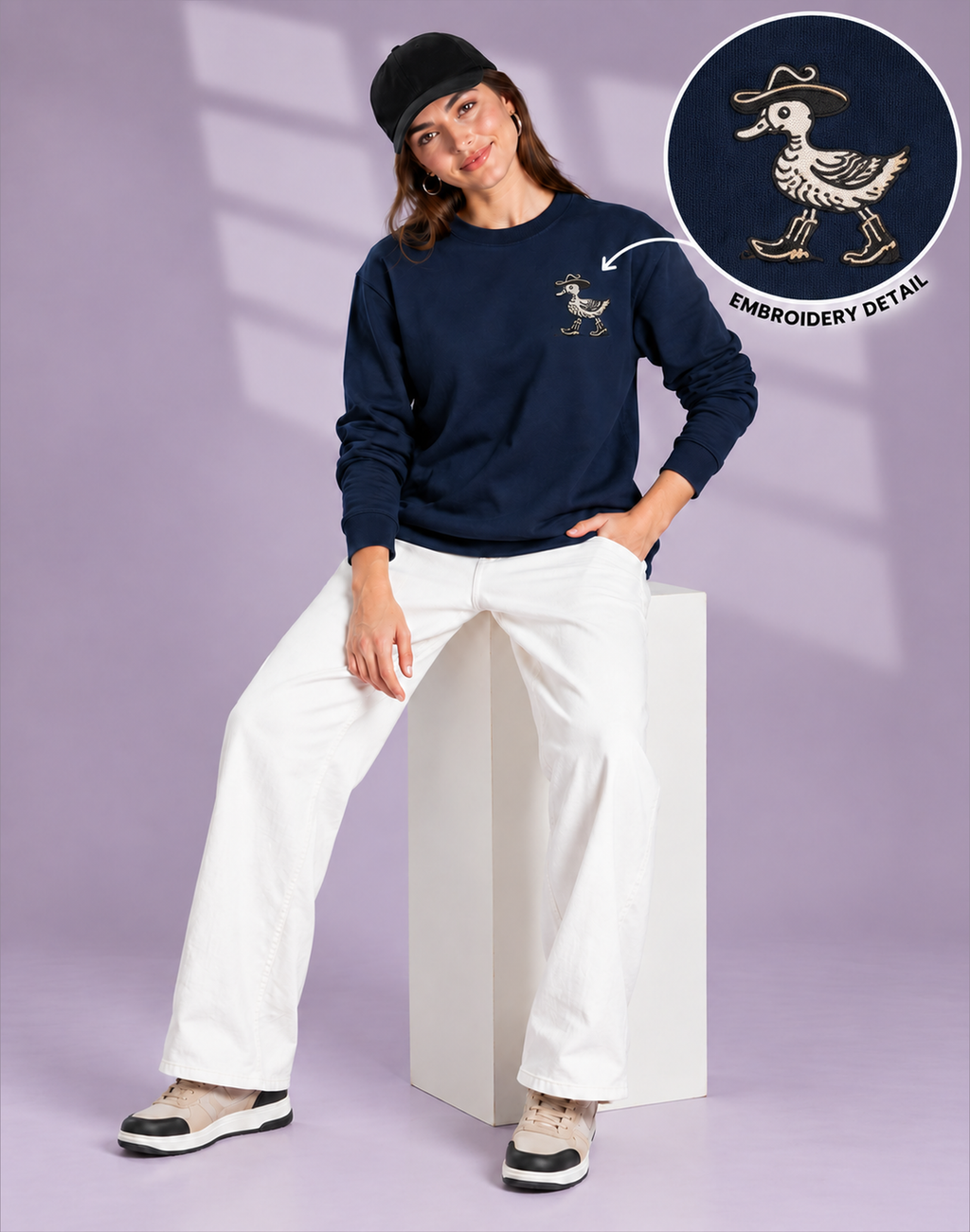 Unisex Premium Oversized Cotton Sweatshirt - Embroidery Duck halloween
