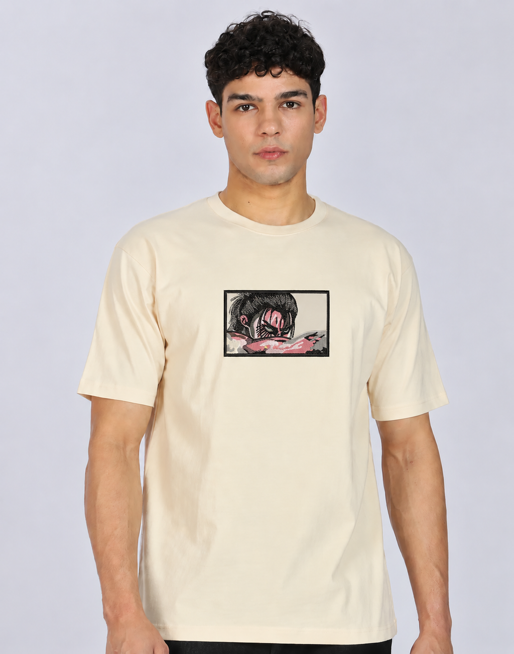 Unisex Premium Oversized Cotton T-shirt -  Eren Yeager "Fallen Angel" Embroidery