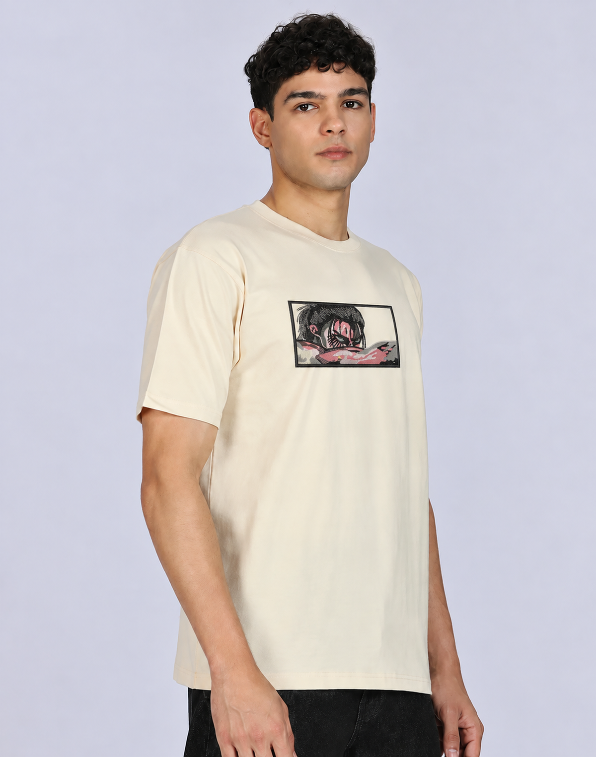Unisex Premium Oversized Cotton T-shirt -  Eren Yeager "Fallen Angel" Embroidery