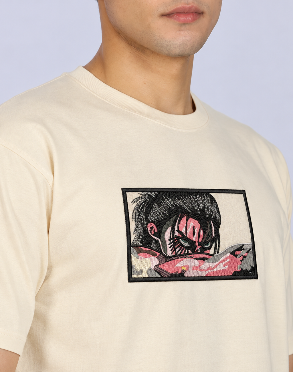 Unisex Premium Oversized Cotton T-shirt -  Eren Yeager "Fallen Angel" Embroidery