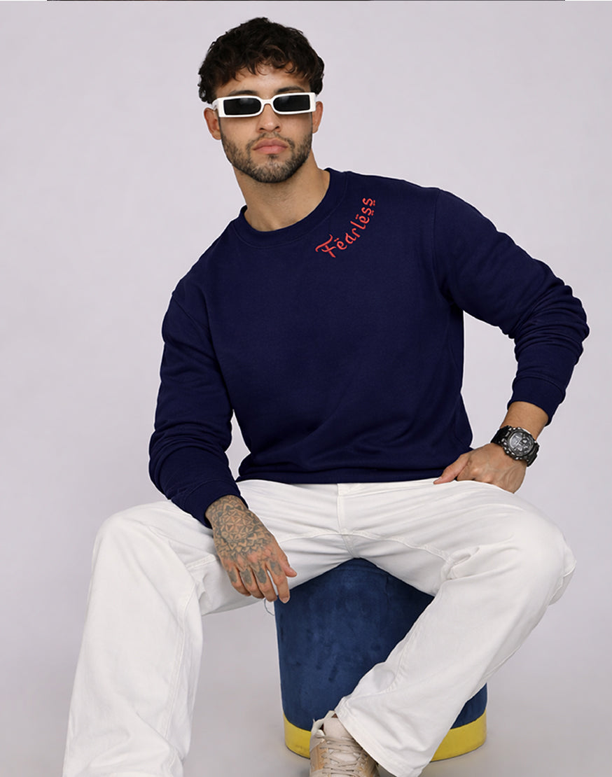 Unisex Premium Oversized Cotton Sweatshirt - Embroidery Fearless