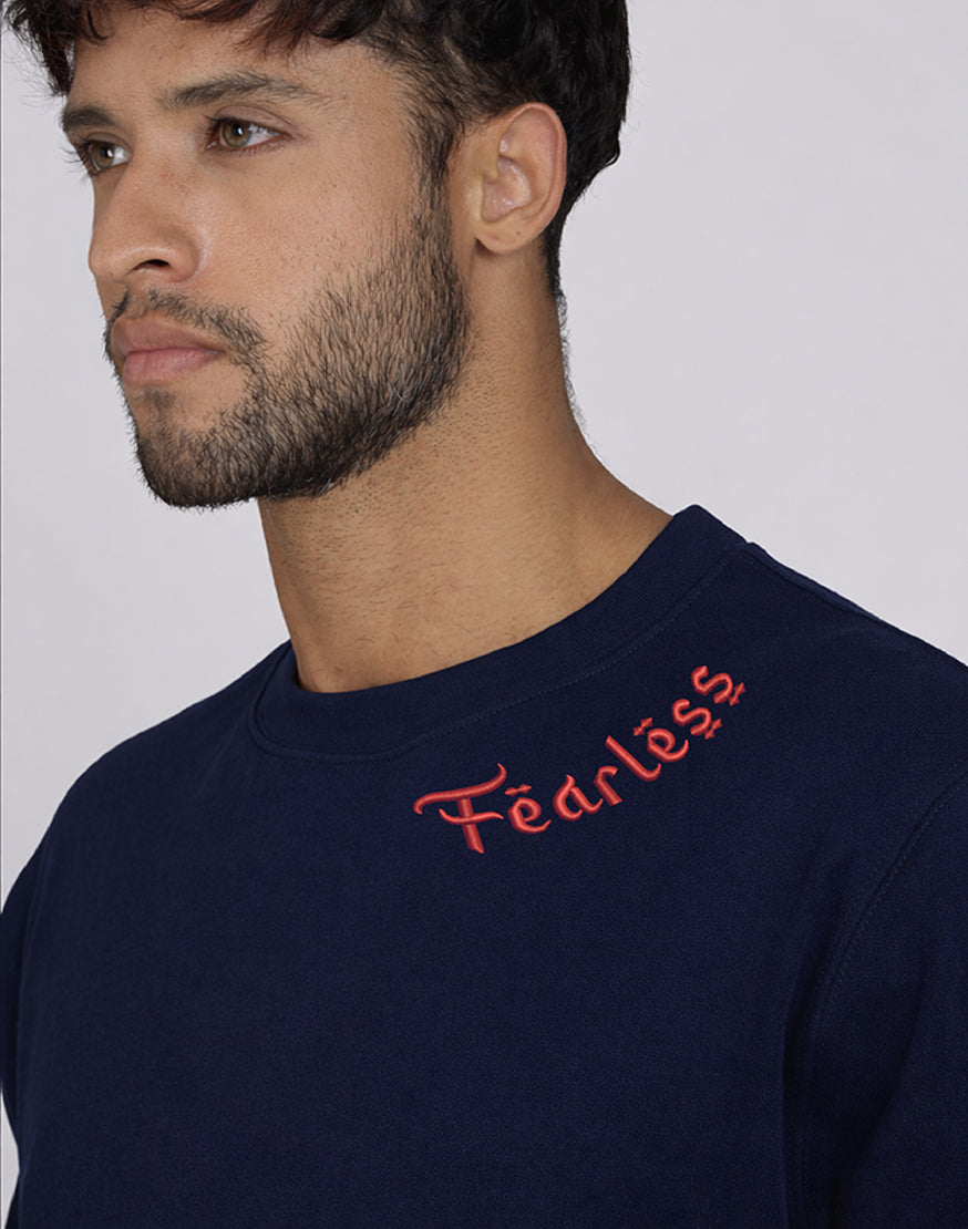 Unisex Premium Oversized Cotton Sweatshirt - Embroidery Fearless