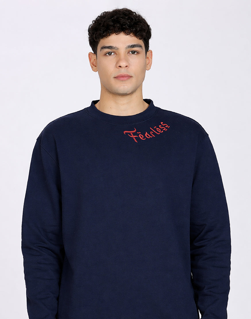 Unisex Premium Oversized Cotton Sweatshirt - Embroidery Fearless