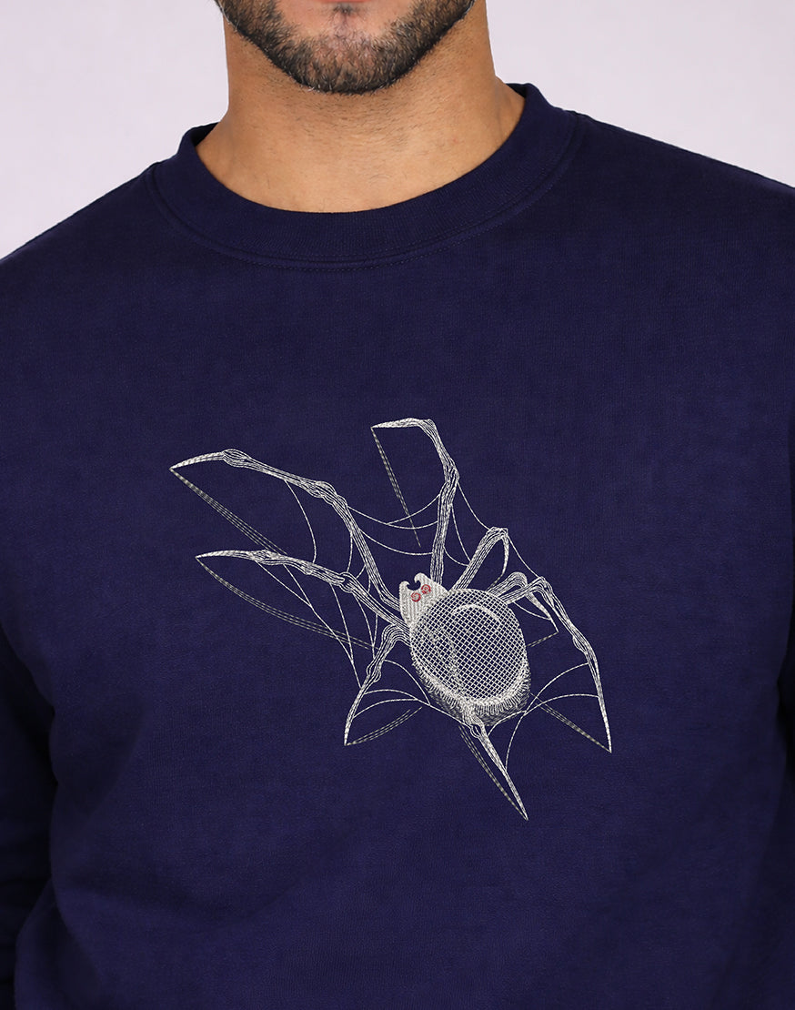 Unisex Premium Oversized Cotton Sweatshirt - Embroidery Spider