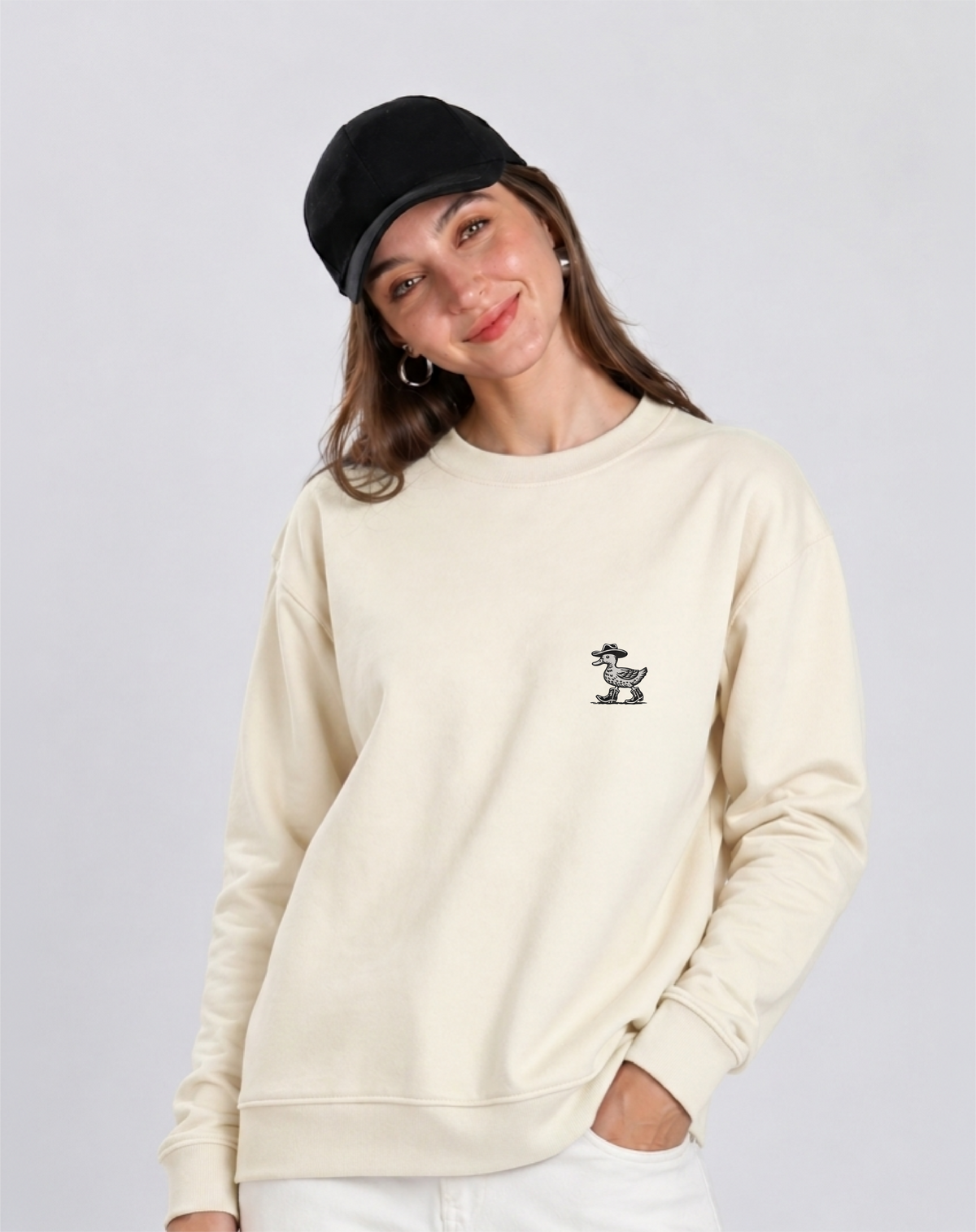 Unisex Premium Oversized Cotton Sweatshirt - Embroidery Duck halloween