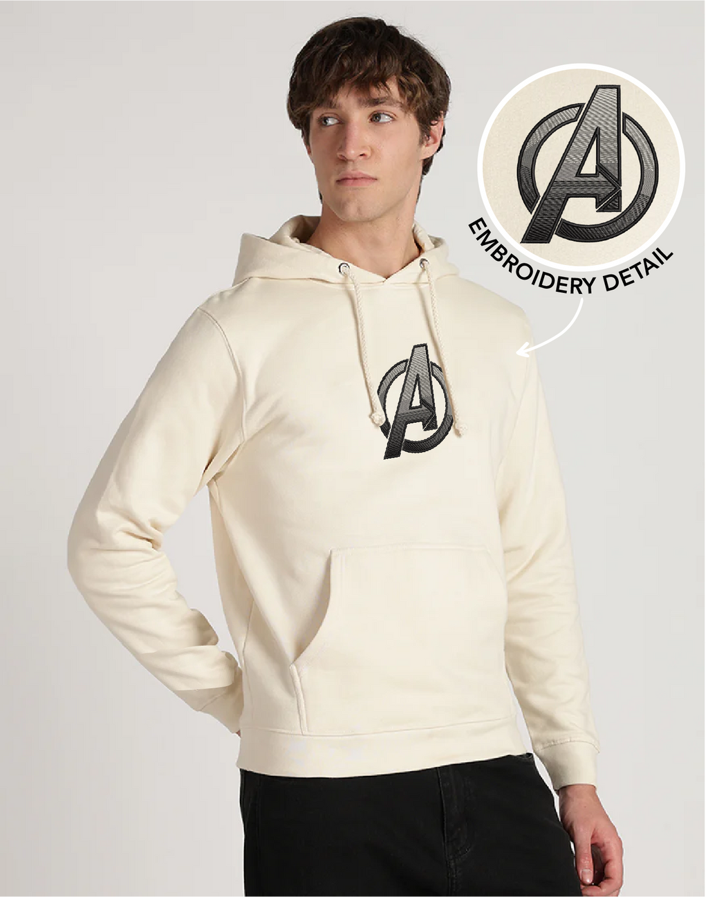 Unisex Premium Oversized Cotton Hoodie - Avenger's logo Embroidery