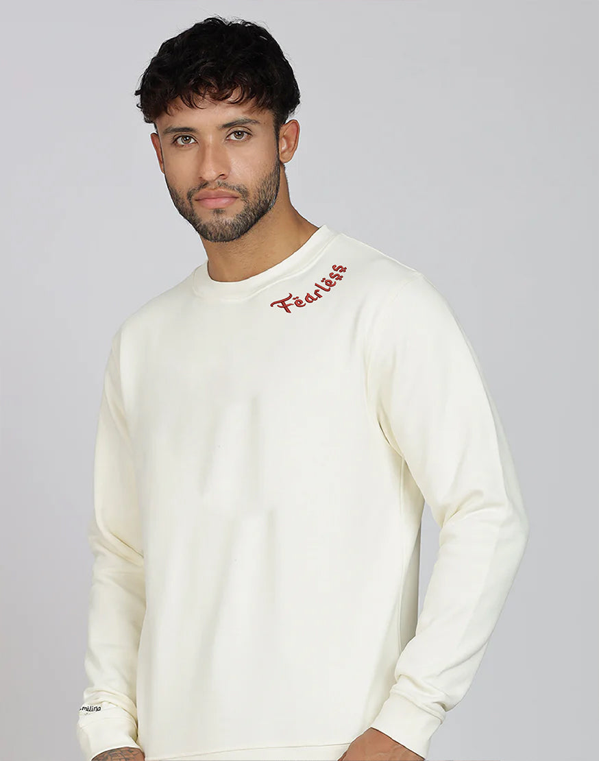 Unisex Premium Oversized Cotton Sweatshirt - Embroidery Fearless
