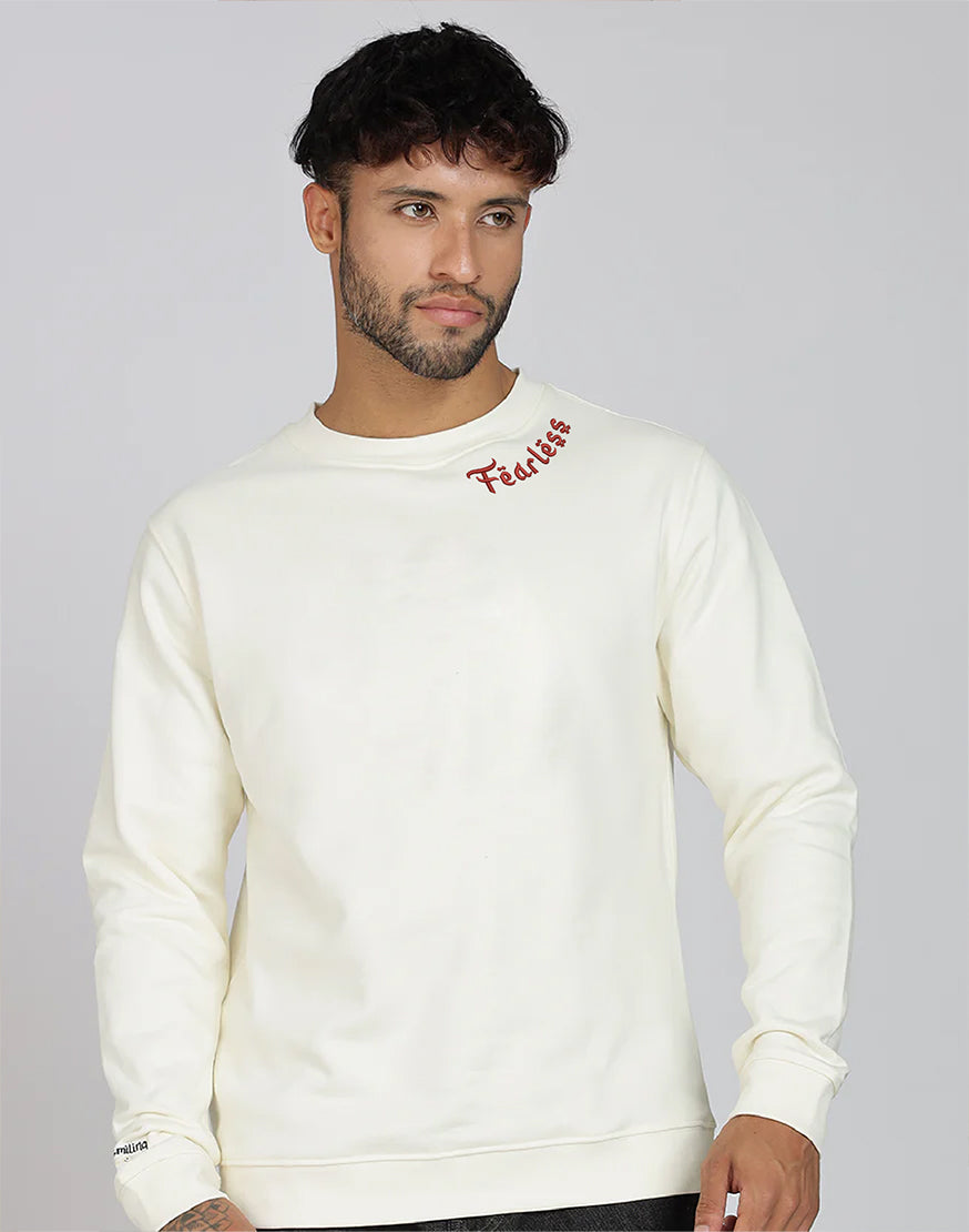 Unisex Premium Oversized Cotton Sweatshirt - Embroidery Fearless