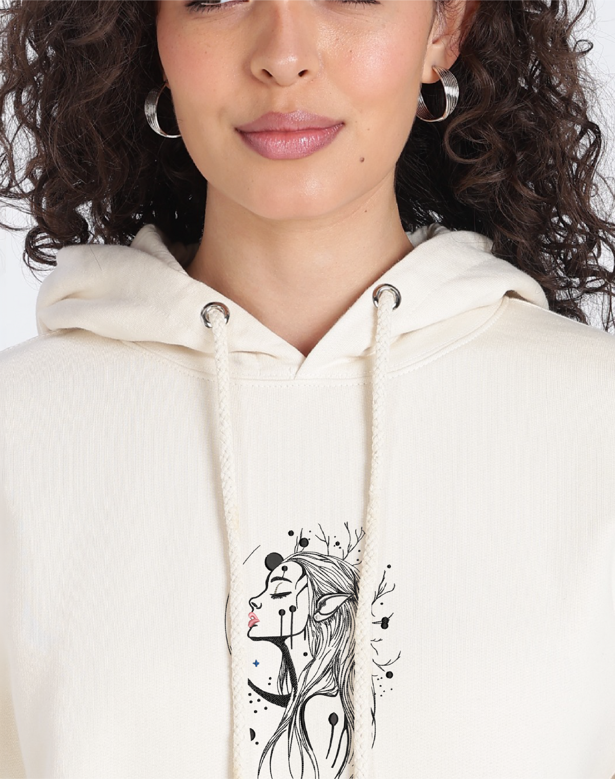 Unisex Premium Oversized Cotton Hoodie - Embroidery Alien girl