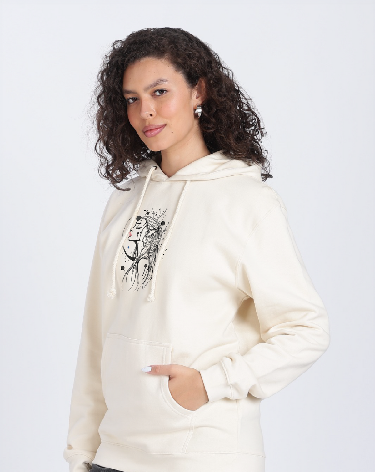 Unisex Premium Oversized Cotton Hoodie - Embroidery Alien girl