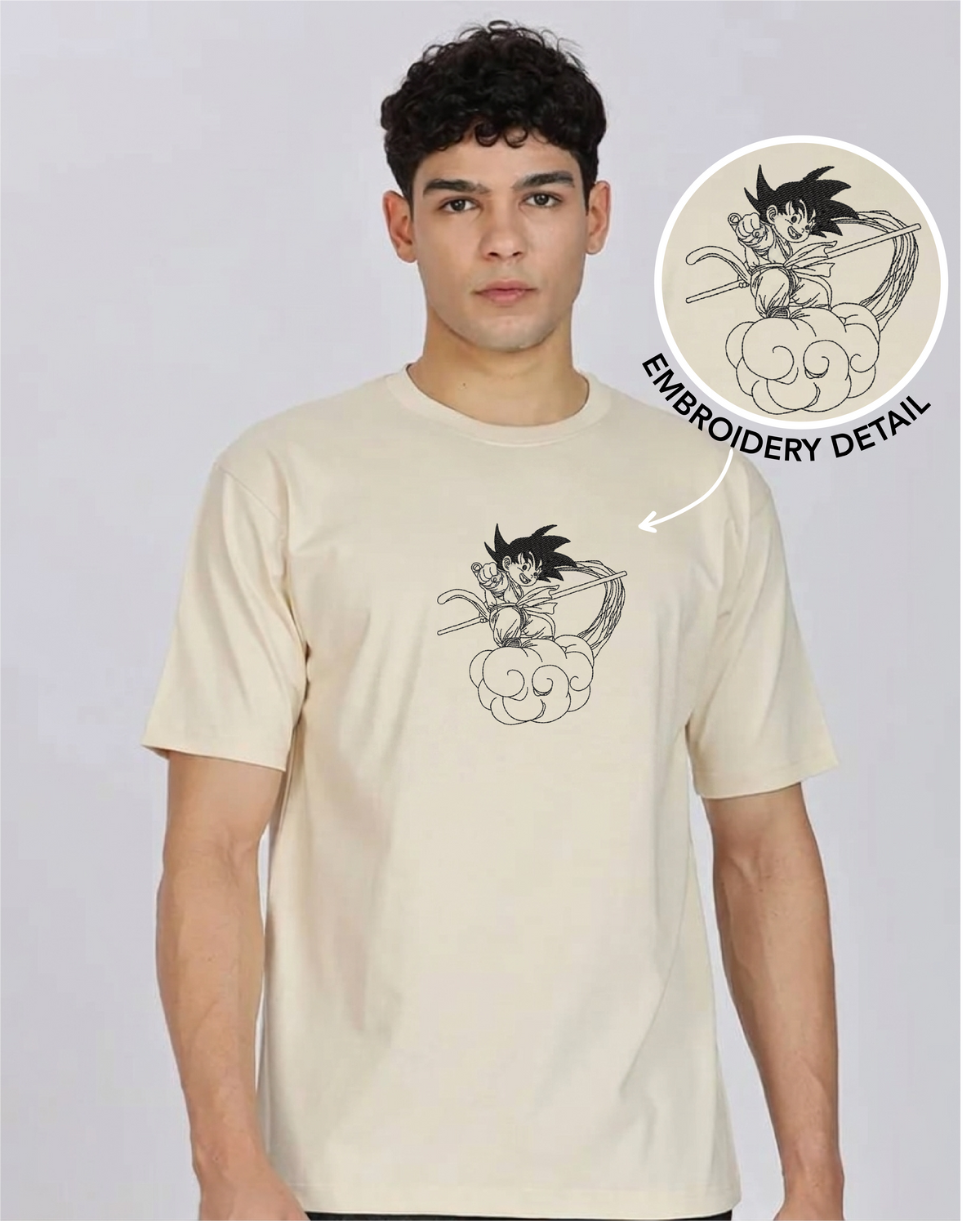 Unisex Premium Oversized Cotton T-shirt - Goku Embroidery