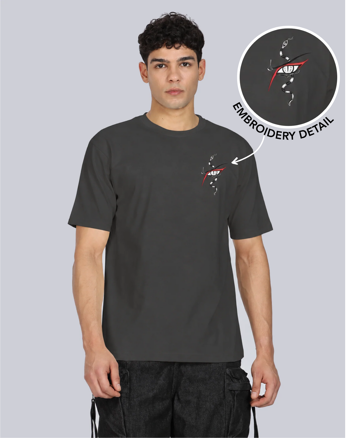 Unisex Premium Oversized Cotton T-shirt - Orochimaru Embroidery