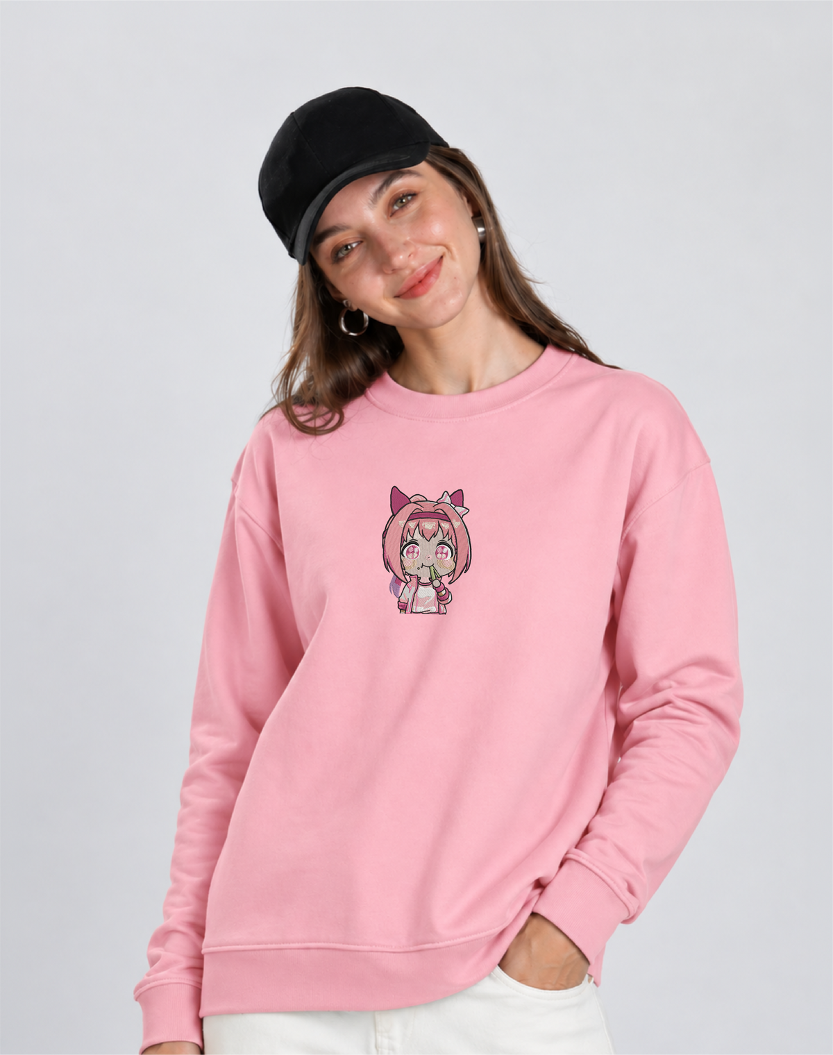 Unisex Premium Oversized Cotton Sweatshirt - Sakura Naruto embroidery