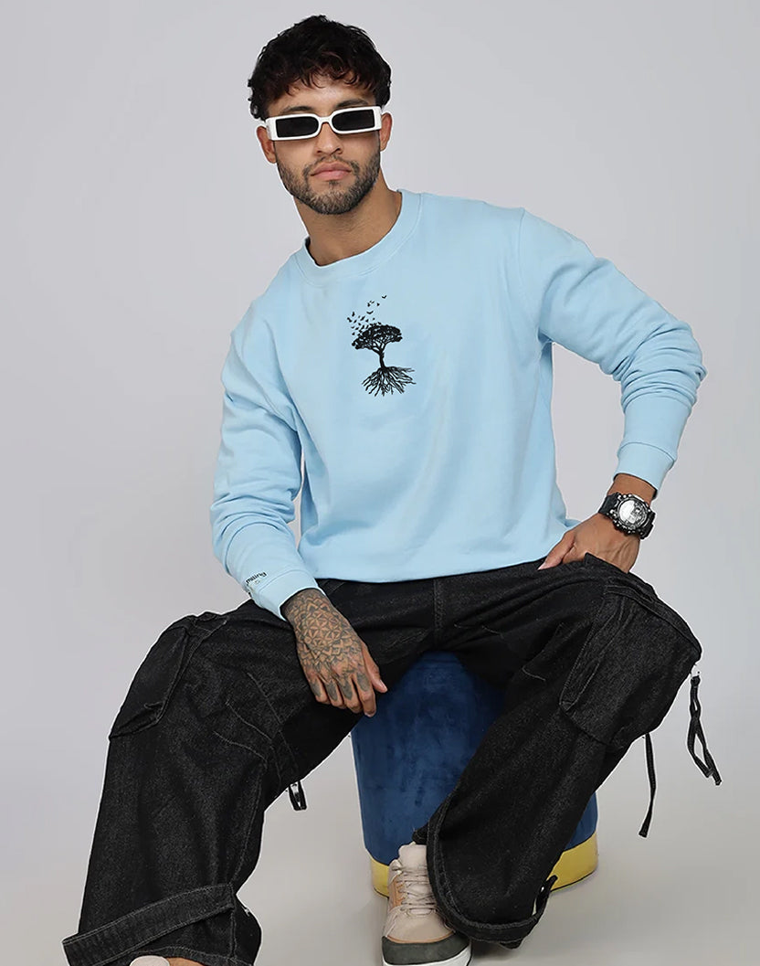 Unisex Premium Oversized Cotton Sweatshirt - Embroidery Tree