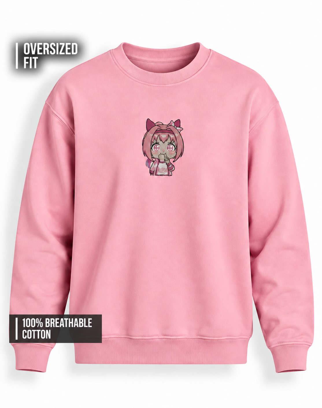 Unisex Premium Oversized Cotton Sweatshirt - Sakura Naruto embroidery