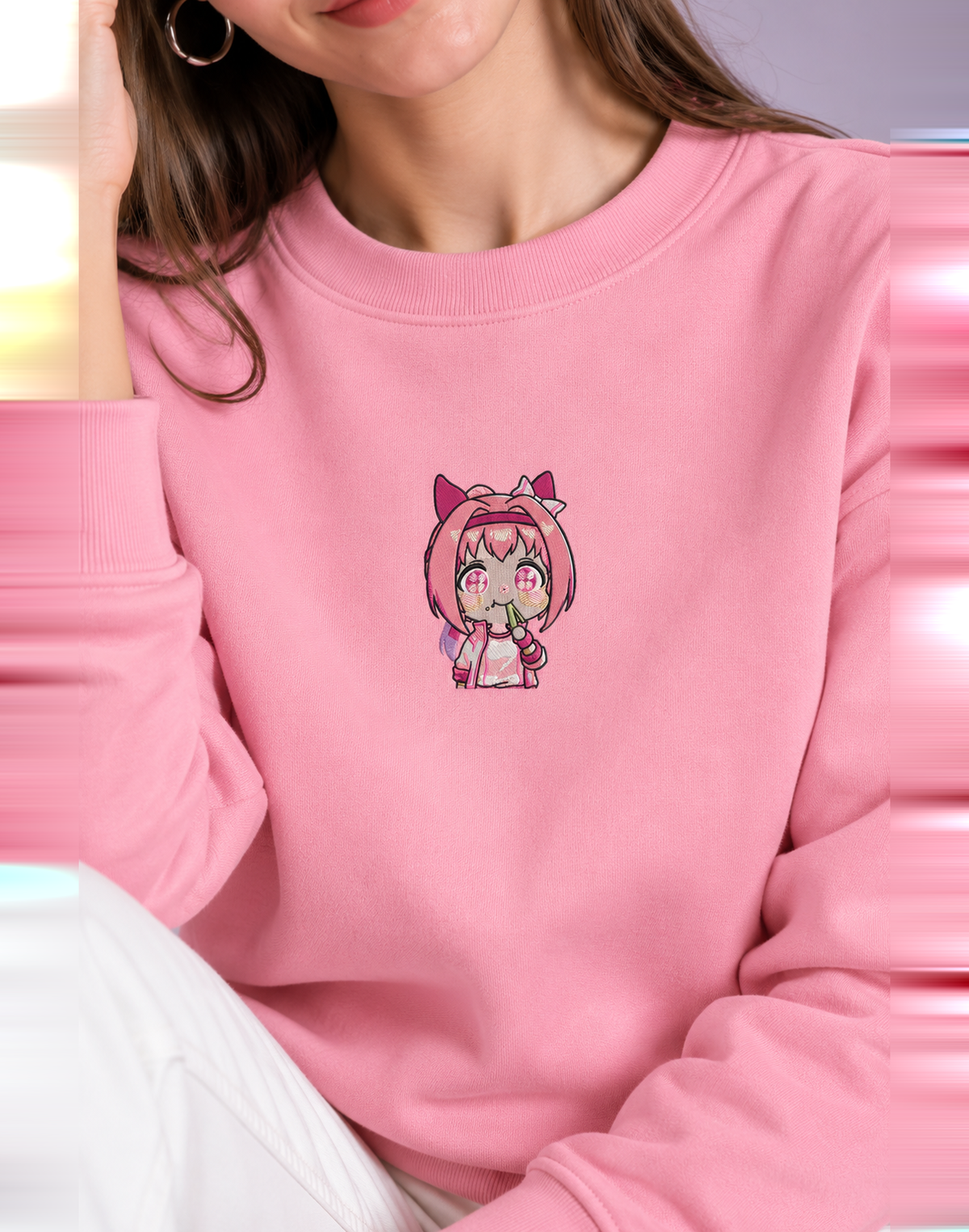 Unisex Premium Oversized Cotton Sweatshirt - Sakura Naruto embroidery