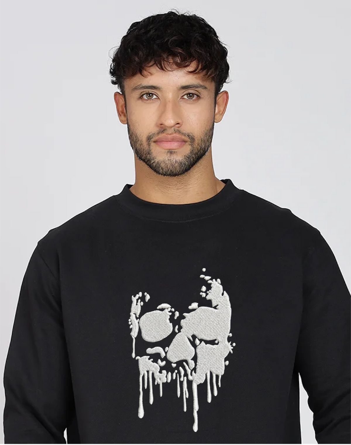 Unisex Premium Oversized Cotton Sweatshirt - Skull Halloween embroidery