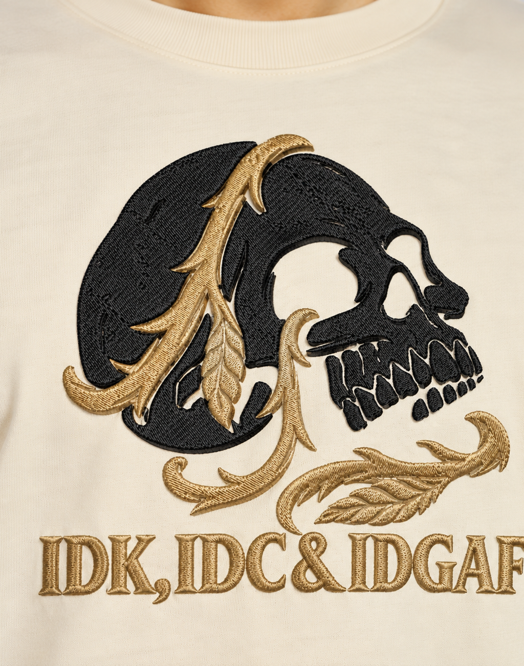 Unisex Premium Oversized Cotton T-shirt - Halloween skull Embroidery