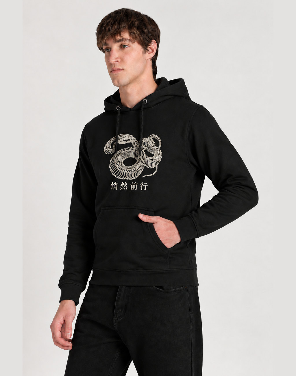 Unisex Premium Oversized Cotton Hoodie - Snake Embroidery