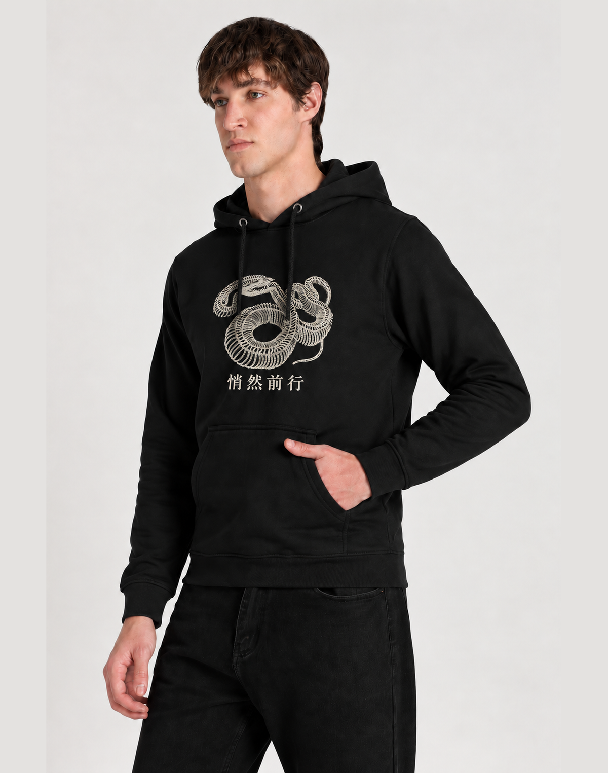 Unisex Premium Oversized Cotton Hoodie - Snake Embroidery