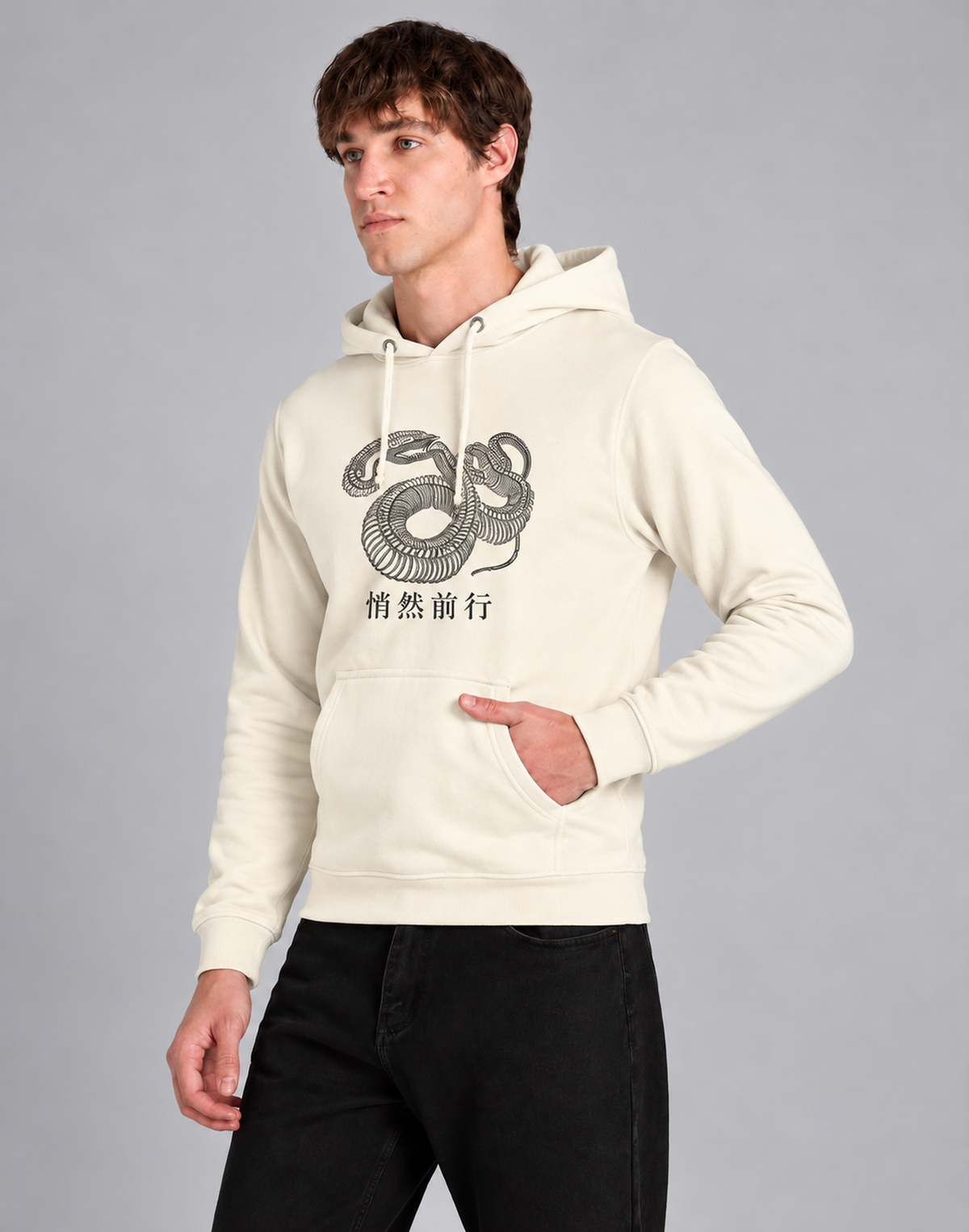 Unisex Premium Oversized Cotton Hoodie - Snake Embroidery