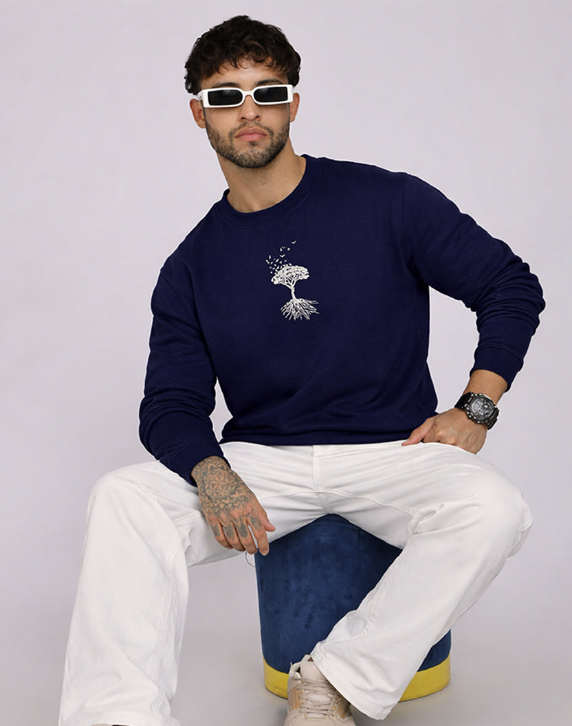 Unisex Premium Oversized Cotton Sweatshirt - Embroidery Tree
