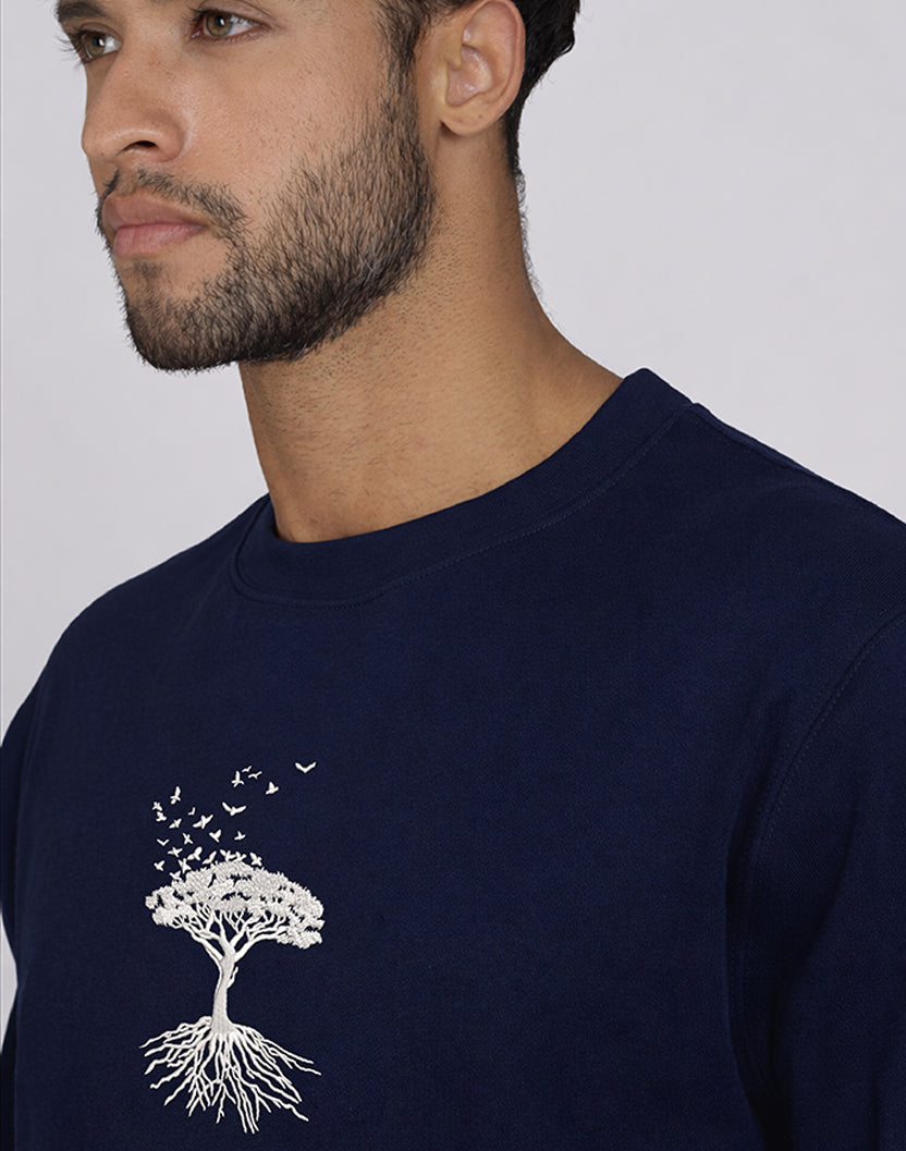 Unisex Premium Oversized Cotton Sweatshirt - Embroidery Tree