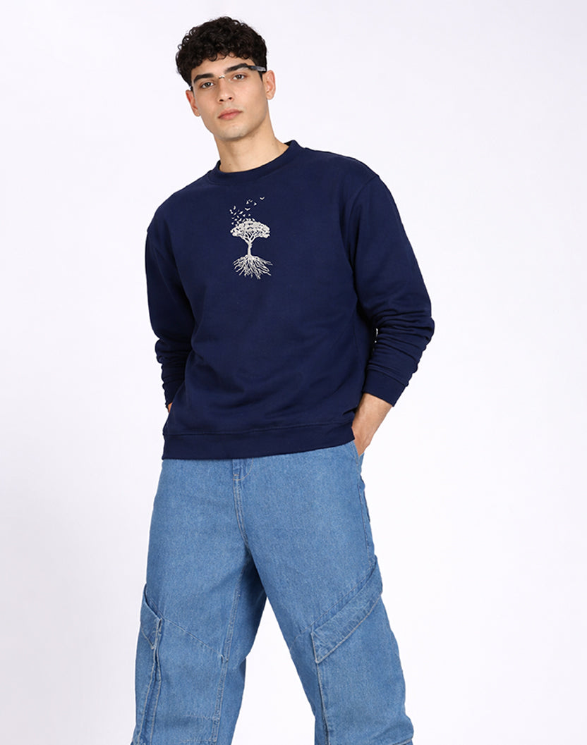 Unisex Premium Oversized Cotton Sweatshirt - Embroidery Tree