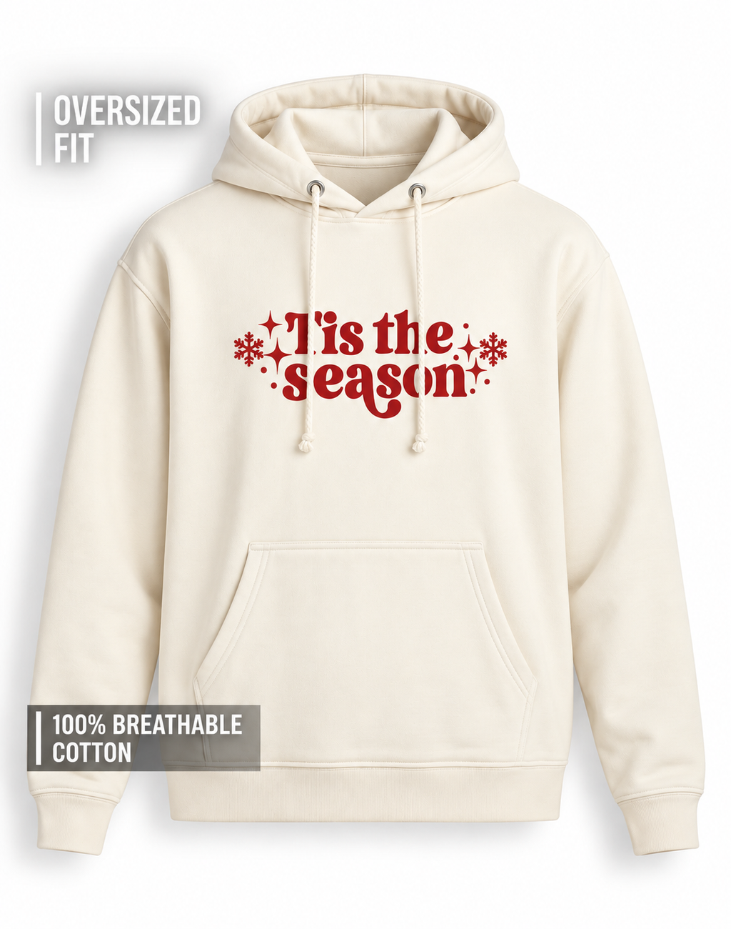 Unisex Premium Oversized Cotton Hoodie - Christmas Embroidery tis the season