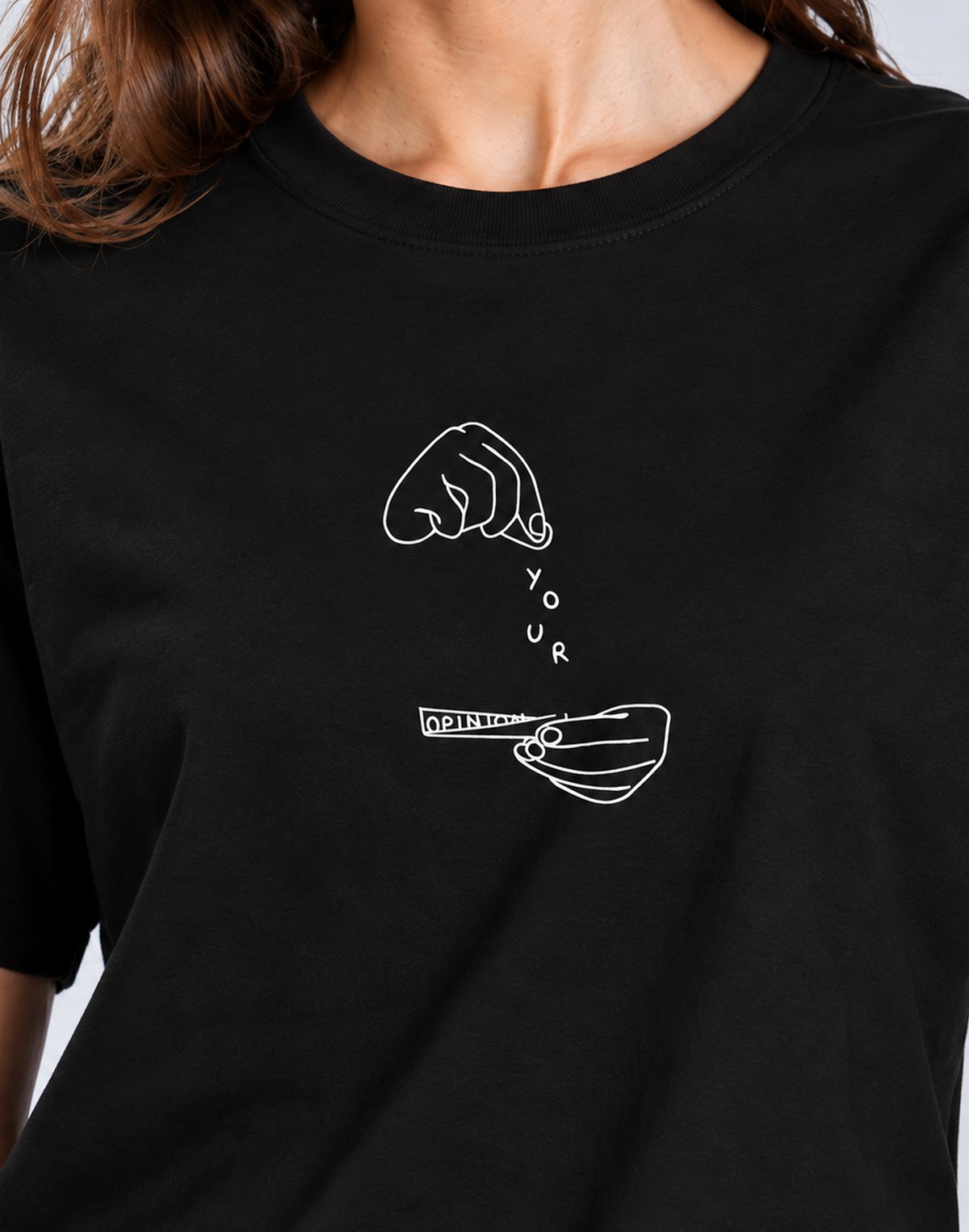 Unisex Premium Oversized Cotton T-shirt - Your opinion Sarcastic Embroidery
