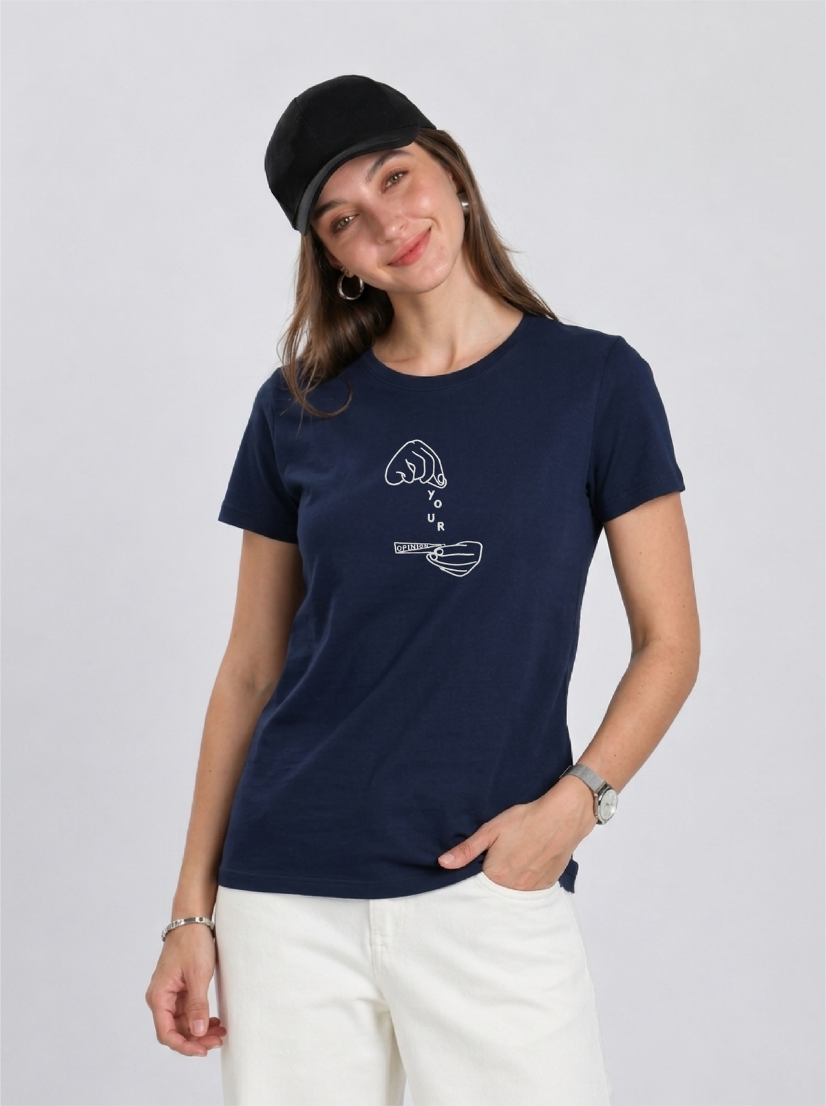 Unisex Premium Oversized Cotton T-shirt - Your opinion Sarcastic Embroidery