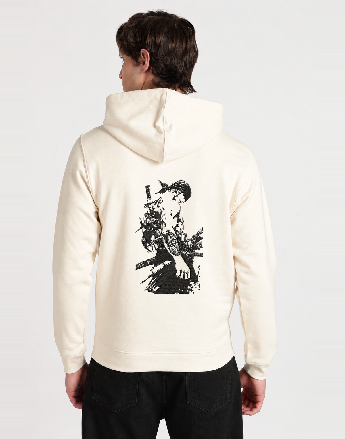 Unisex Premium Oversized Cotton Hoodie-ZORO embroidery Anime