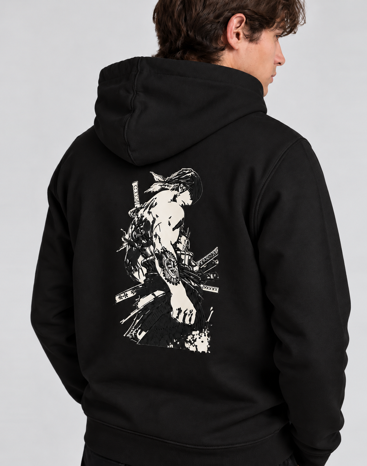 Unisex Premium Oversized Cotton Hoodie-ZORO embroidery Anime