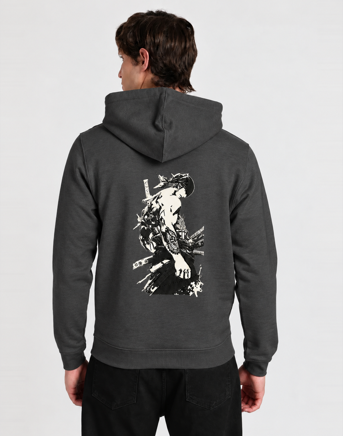 Unisex Premium Oversized Cotton Hoodie-ZORO embroidery Anime